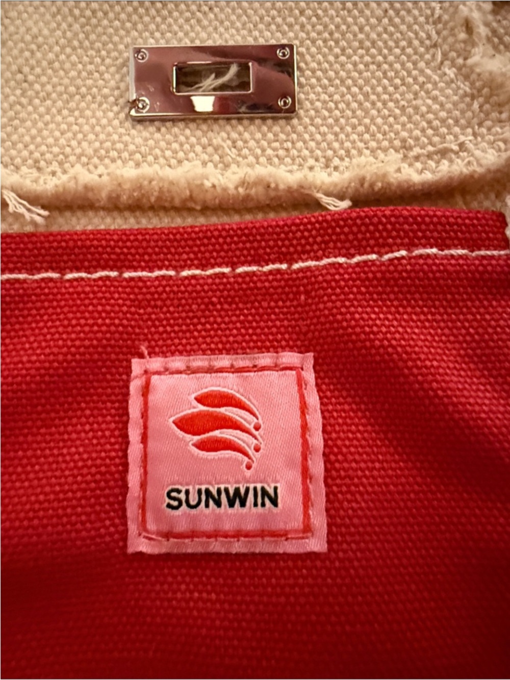 Iconic Must Have- Boatkin Cream Canvas Tote with Red Trim & Handles (never used) - Picture 6 of 6